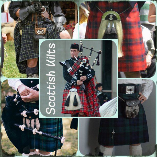 Scottish kilts collage